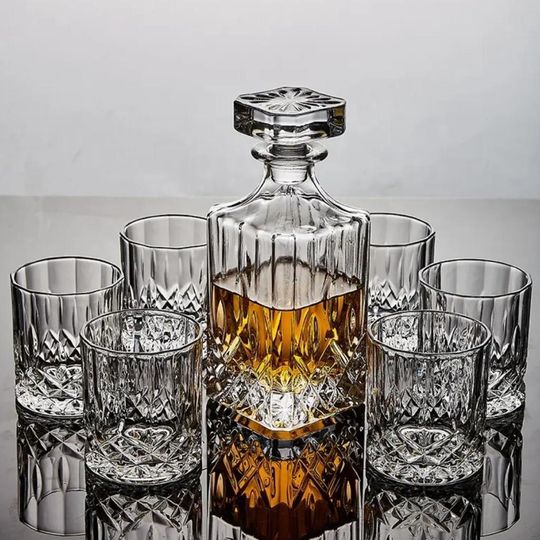 710ml Glass Whisky Liquor Decanter + 6 Glasses