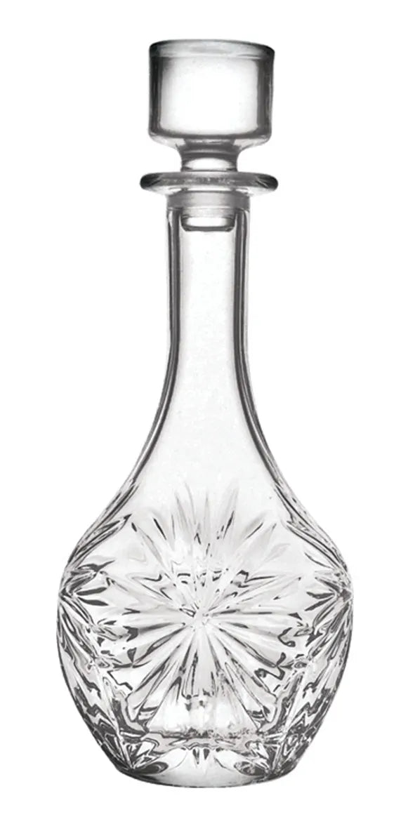 1L Crystal Decanter with Lid (31cm) + Set of 6 Transparent Mini Glasses