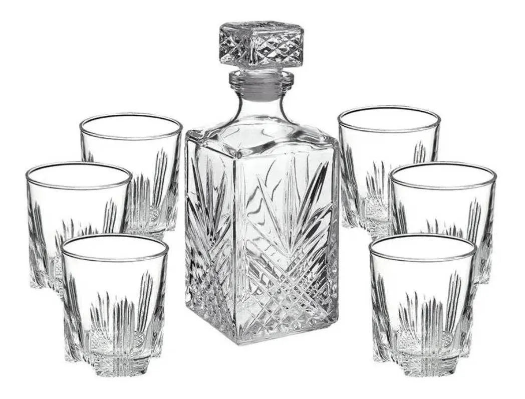 Glass Whisky/Liquor Bottle Set + 280ml Glass Tumblers Kit (6 Pieces)