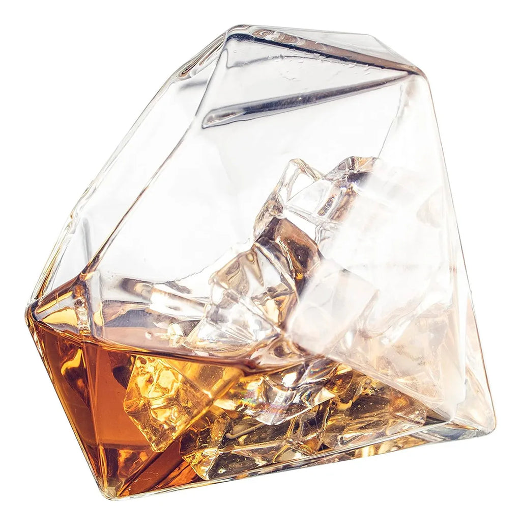 Diamond Pyramid Decanter Bottle with Two Glasses