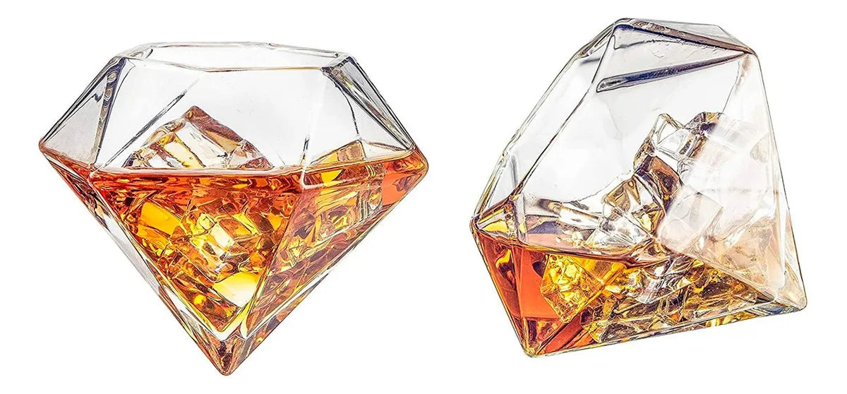 Diamond Pyramid Decanter Bottle with Two Glasses